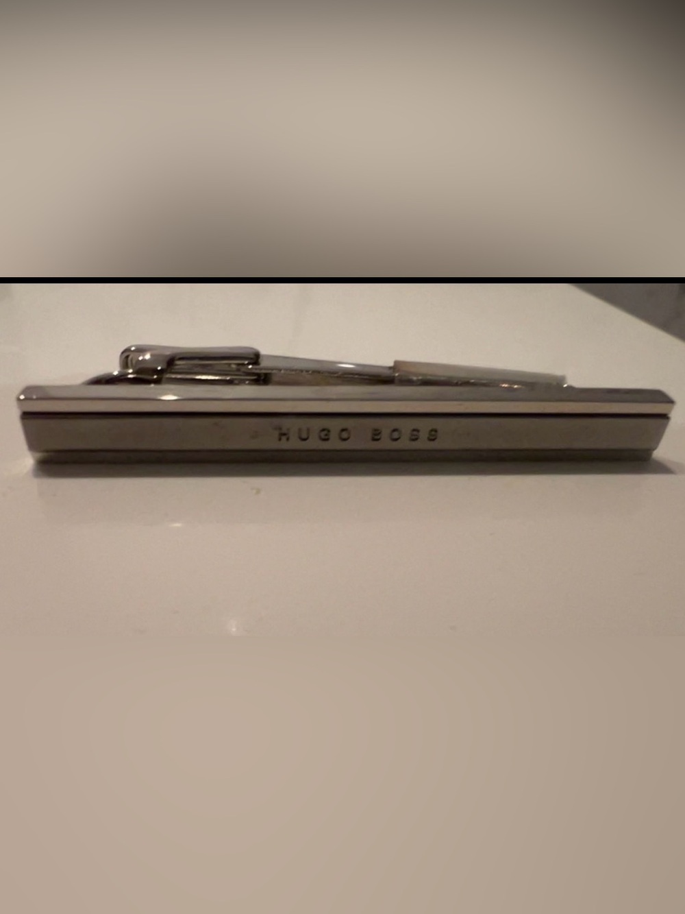 Hugo Boss Silver-Tone Engraved Bar Money Clip